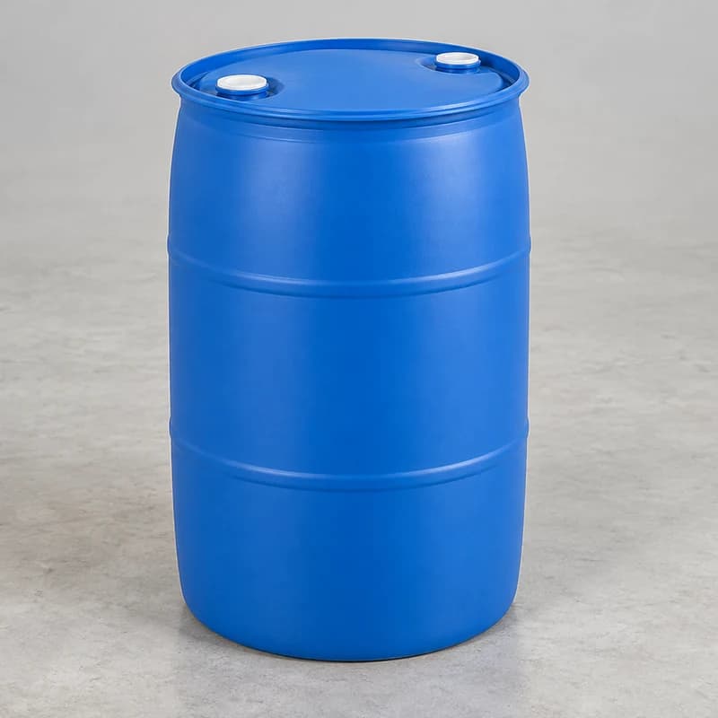 A blue 200-litre plastic drum