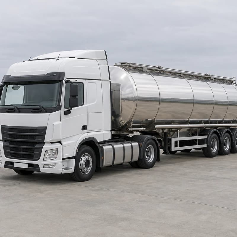 Plain stainless steel road tanker