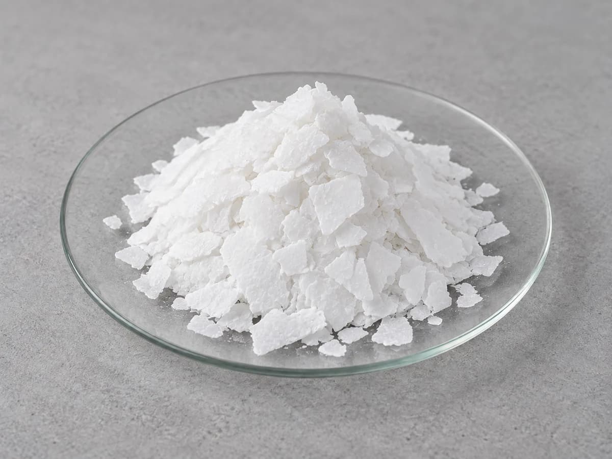 White flakes on a glass watch glass