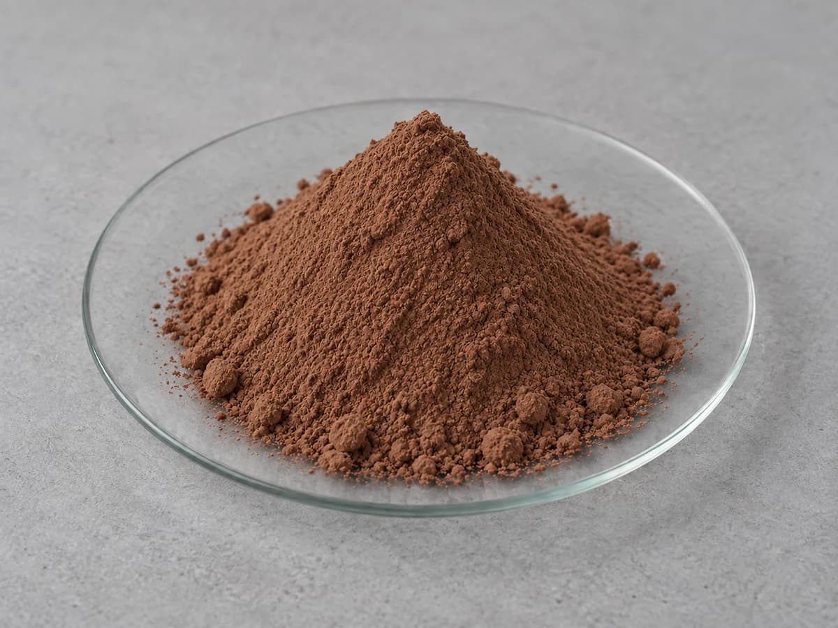 Brown powder on a glass watch glass